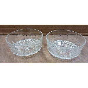 Vintage Slcoloc Clear Cut Glassware Starburst Diamond set of 2 Desert Bowl